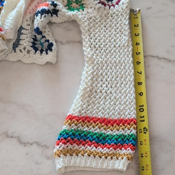 Colorful Crochet Girls Sweater Cardigan Hippie Halloween Fall - Picture 2 of 7